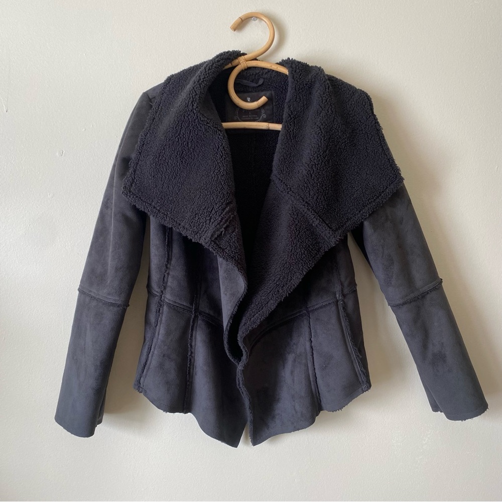 PrAna Black Faux Fur Sherpa Townie Jacket
